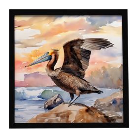 Pelican Framed Metal Print Bathroom, Kitchen, Office, Home Decor Wall Art Ready to Hang, Square, 8X8