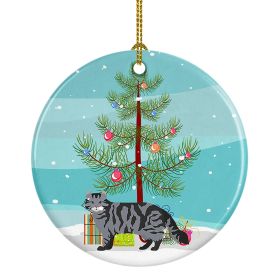 NEW American Curl Cat Christmas Ceramic Ornament Christmas Tree Hanging Decorations for Home Christmas Holiday, Party, Gift, 3 in, Multicolor