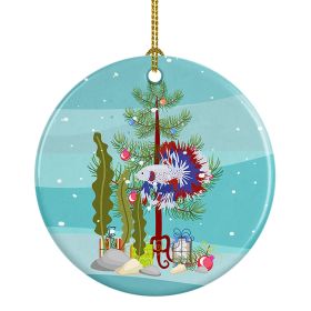 Comb Tail Betta Merry Christmas Ceramic Ornament Christmas Tree Hanging Decorations for Home Christmas Holiday, Party, Gift, 3 in, Multicolor