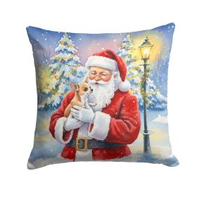 Chihuahua with Santa Claus Throw Pillow Decorative Indoor Outdoor Accent Cushion for Couch, Bed or Patio, 18Hx18W