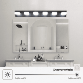 Modern 6 Lights Black LED Makeup Mirror Fixtures For Bathroom And Vanity Unavailable Platforms- Temu (Option: Black)