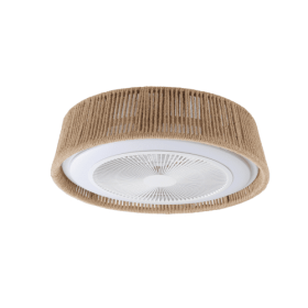 Bohemian Style LED Dimmable Ceiling Light With Built-in Fan - Remote Control Unavailable Platforms- Temu (Option: White)