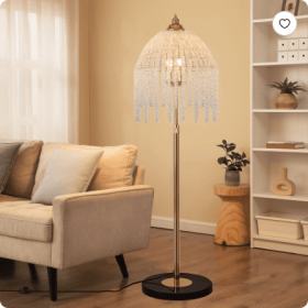 3-Light Elegant Crystal Floor Lamp Vintage Waterfall Design With Cascading Crystal Beads And Marble Texture Base For Living Room, Bedroom, Or Off (Option: Gold)