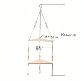 1pc Handwoven Wooden Triangle Storage Rack for Flower Pots, Pendants, and Room Decor - Stylish and Functional Home Decor (style: B)